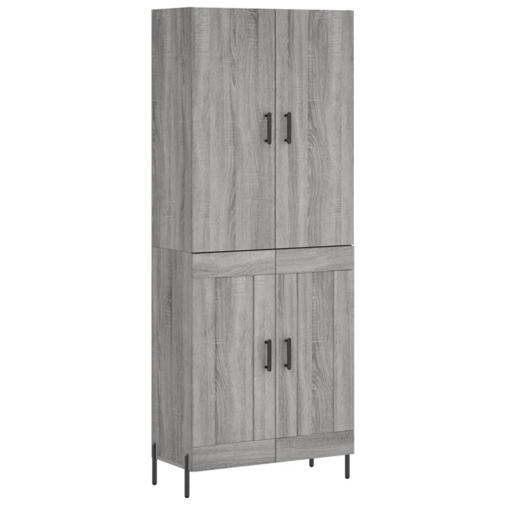 Vidaxl (Grey Sonoma, 2 Wood Doors) Highboard Sideboard Storage Cabinet Side Cabinet White Engineered Wood