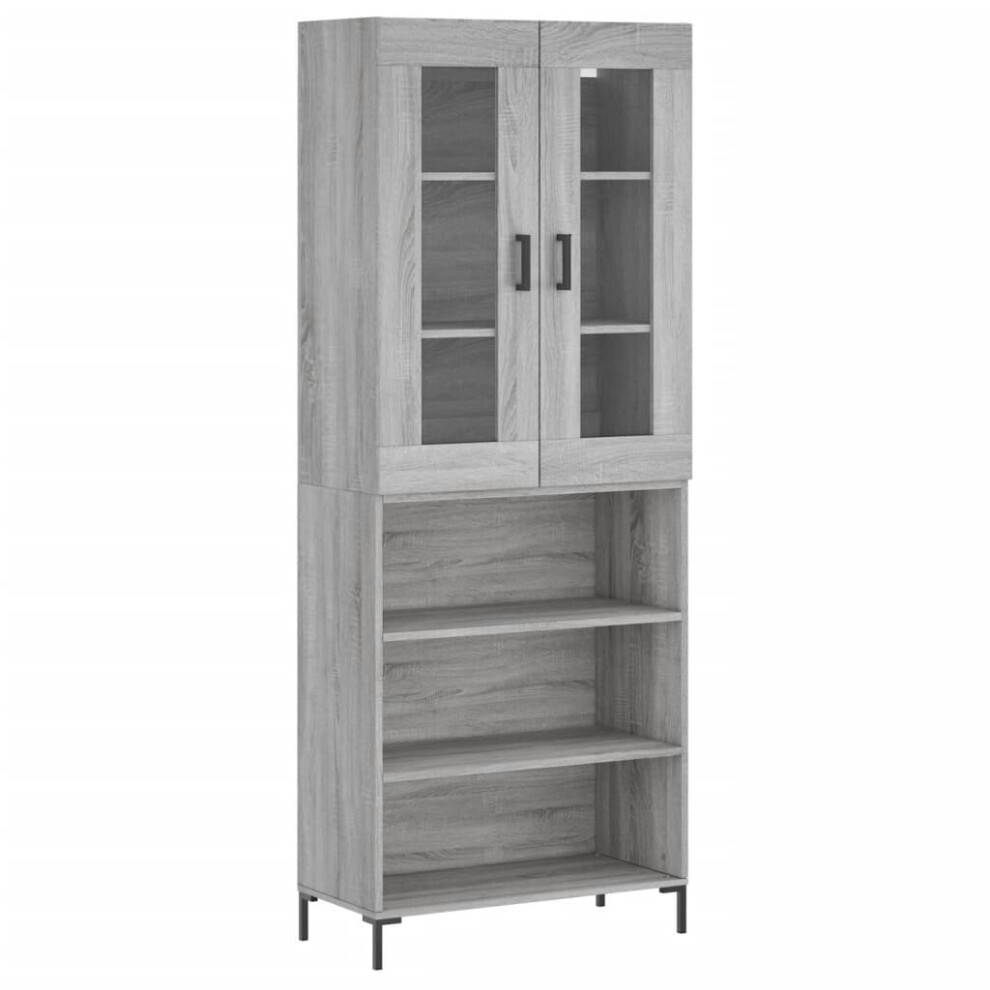 Vidaxl (Grey Sonoma, 3 Shelves) Highboard Sideboard Tall Storage Cabinet Side Cabinet Engineered Wood