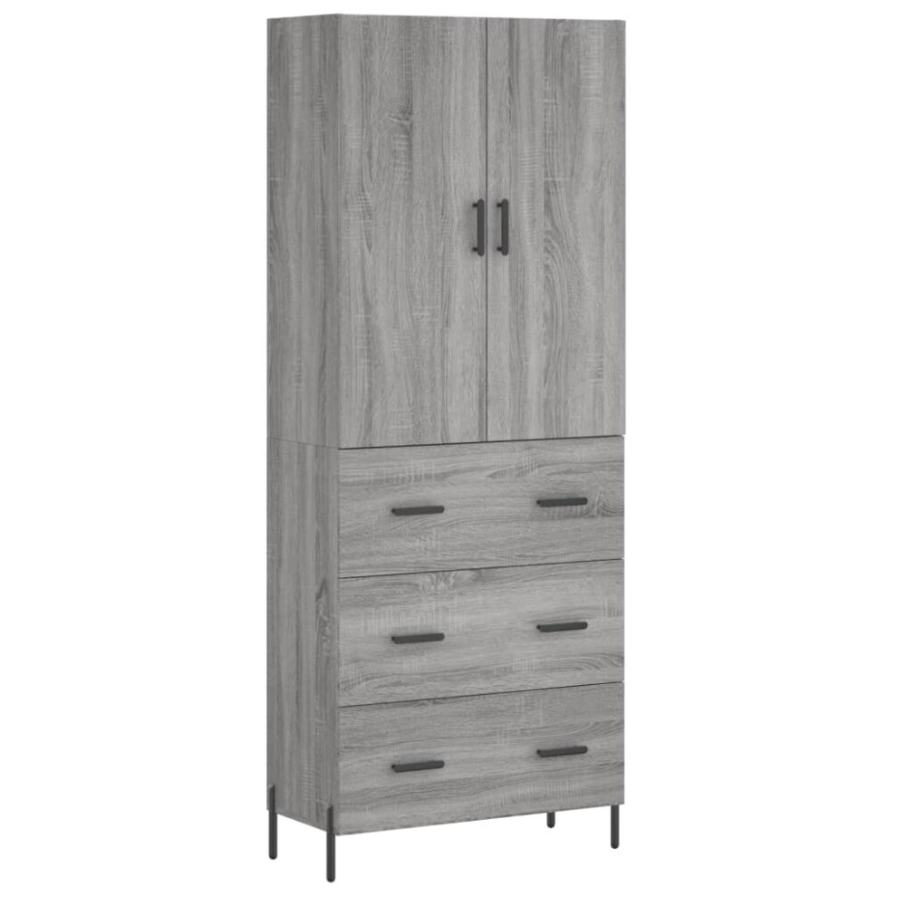 (grey sonoma, 3 drawers) vidaXL Highboard Sideboard Storage Cabinet Side Cabinet White Engineered Wood