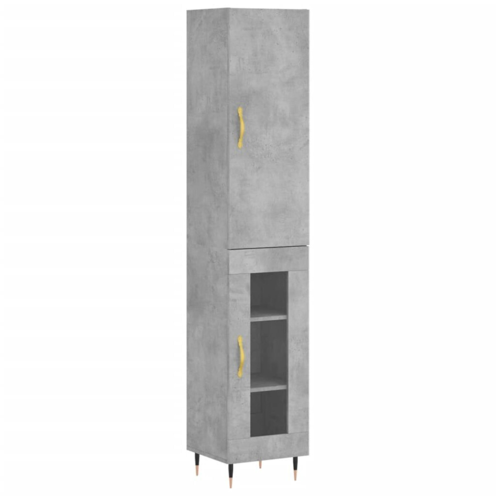 Vidaxl (Concrete Grey, 1 Glass Door) Highboard Sideboard Tall Storage Cabinet Side Cabinet Engineered Wood