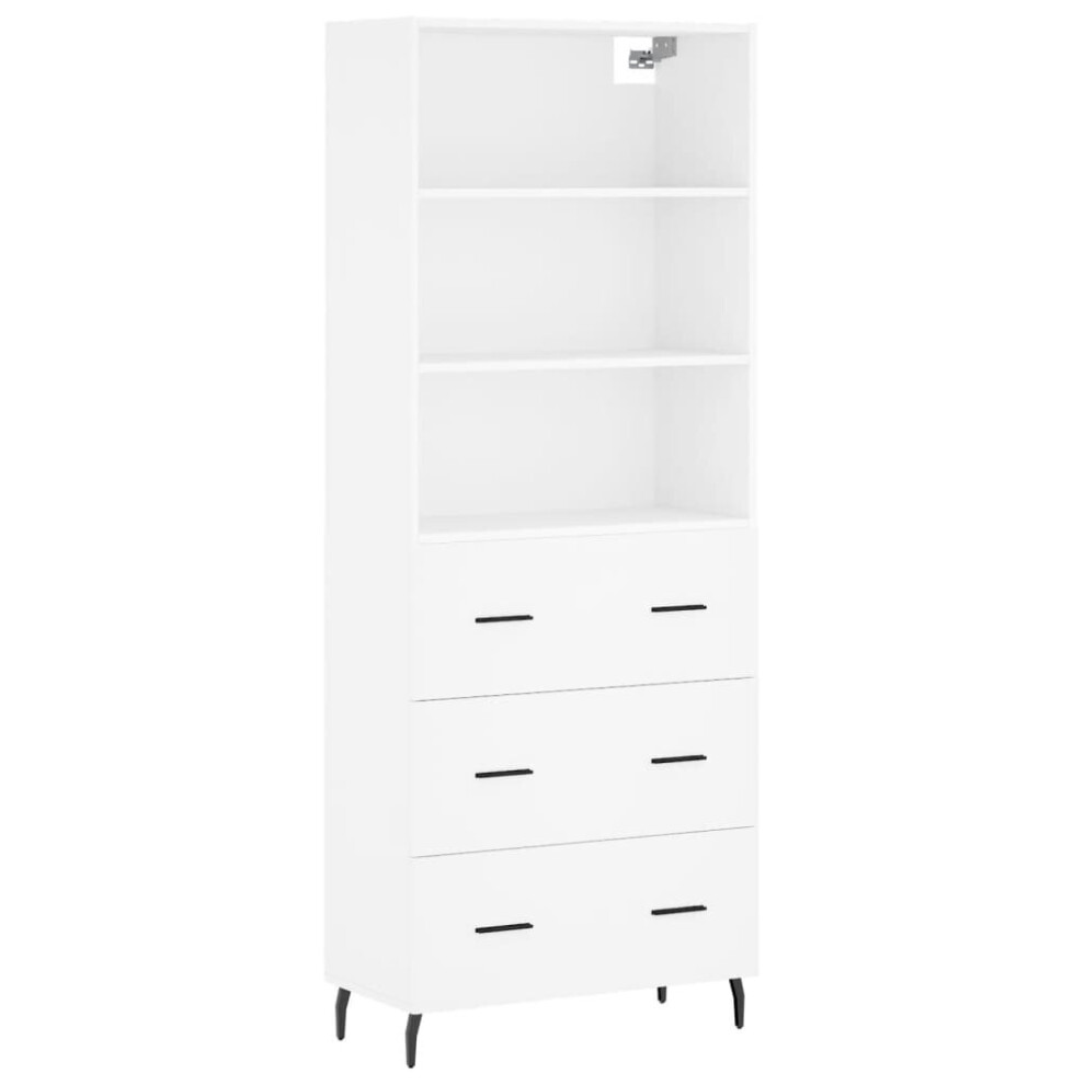 Vidaxl (, 3 Drawers) Highboard Sideboard Storage Cabinet High Gloss Engineered Wood White