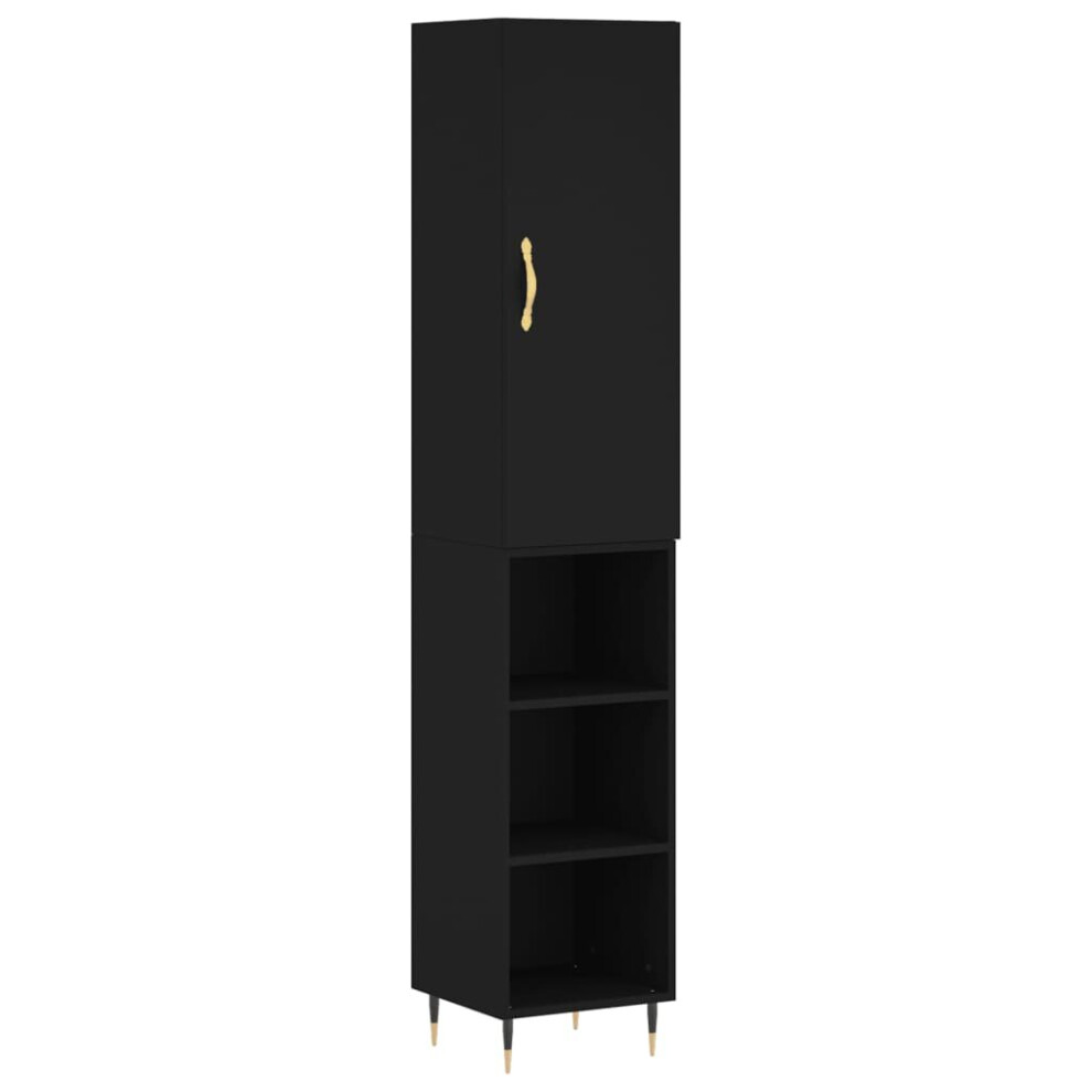 (black, 3 shelves) vidaXL Highboard Sideboard Tall Storage Cabinet Side Cabinet Engineered Wood