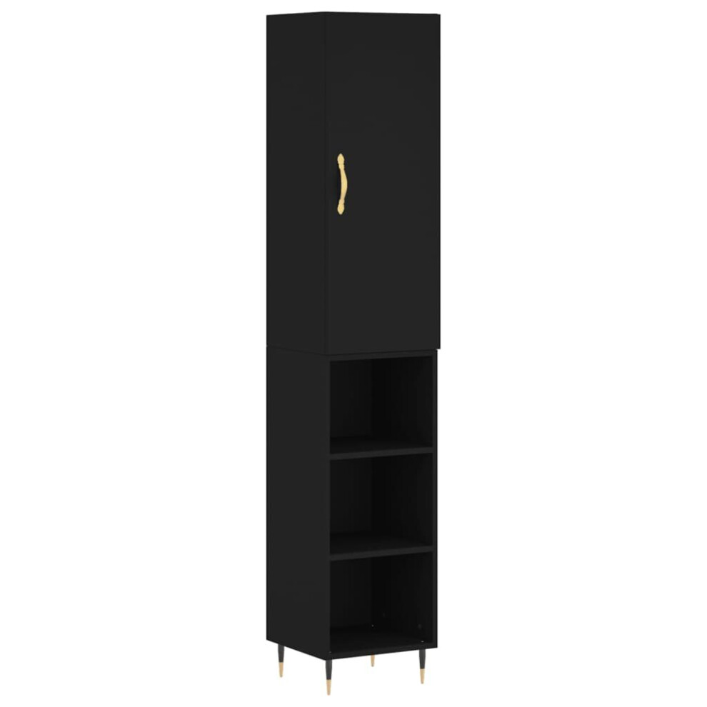 Vidaxl (, Shelves) Highboard Sideboard Tall Storage Cabinet Side Cabinet Engineered Wood Black Size 3