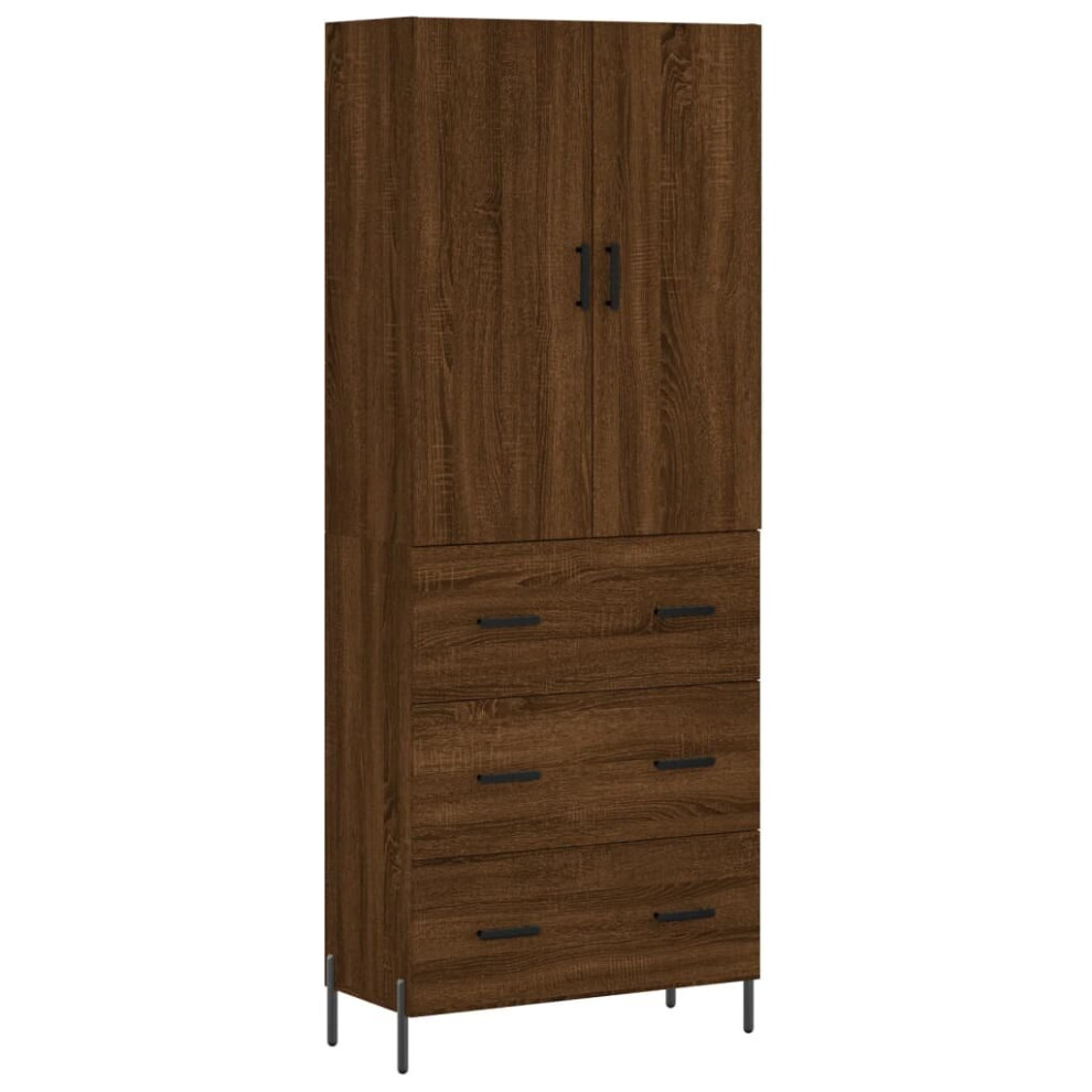 (brown oak, 3 drawers) vidaXL Highboard Sideboard Storage Cabinet Side Cabinet White Engineered Wood