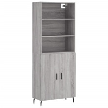 (grey sonoma, 2 doors) vidaXL Highboard Sideboard Storage Cabinet High Gloss White Engineered Wood