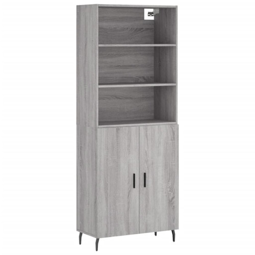 VidaXL (grey sonoma, 2 doors) vidaXL Highboard Sideboard Storage Cabinet High Gloss White Engineered Wood