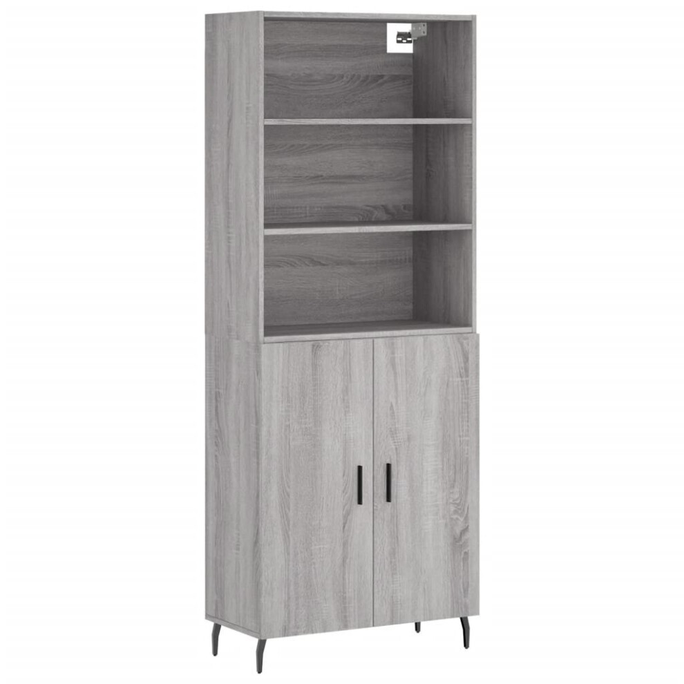 (grey sonoma, 2 doors) vidaXL Highboard Sideboard Storage Cabinet High Gloss White Engineered Wood