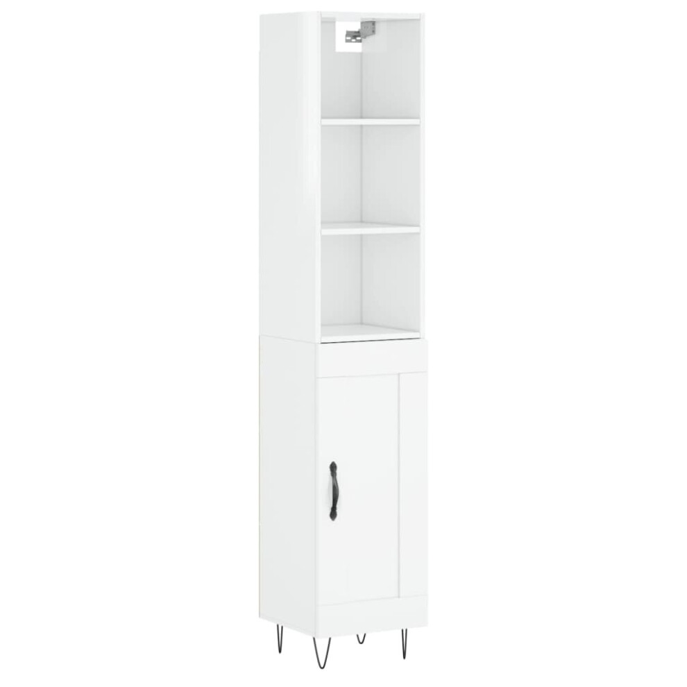 (high gloss white, 1 wood door) vidaXL Highboard Sideboard Cupboard Side Cabinet Concrete Grey Engineered Wood