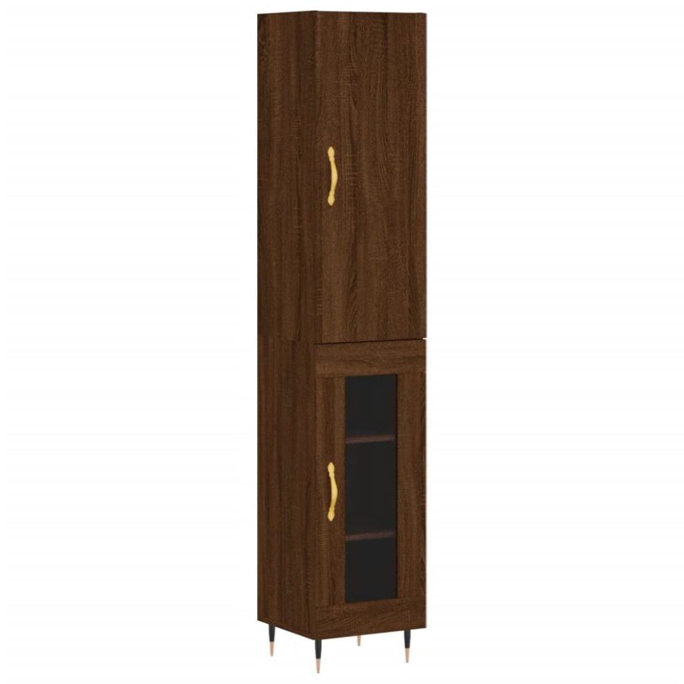 (brown oak, 1 glass door) vidaXL Highboard Sideboard Tall Storage Cabinet Side Cabinet Engineered Wood