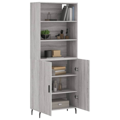 VidaXL (grey sonoma, 2 doors) vidaXL Highboard Sideboard Storage Cabinet High Gloss White Engineered Wood 2