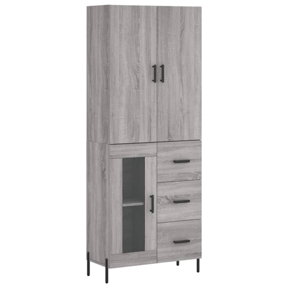 (grey sonoma, 1 glass door 3 drawers) vidaXL Highboard Sideboard Storage Cabinet Side Cabinet White Engineered Wood