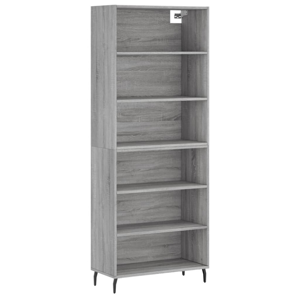 (grey sonoma, 3 shelves) vidaXL Highboard Sideboard Storage Cabinet High Gloss White Engineered Wood