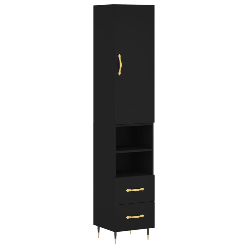 (black, 2 Drawers 2 shelves) vidaXL Highboard Sideboard Tall Storage Cabinet Side Cabinet Engineered Wood