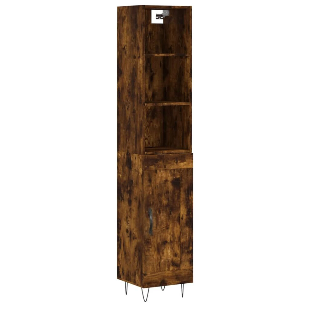 (smoked oak, 1 wood door) vidaXL Highboard Sideboard Cupboard Side Cabinet Concrete Grey Engineered Wood