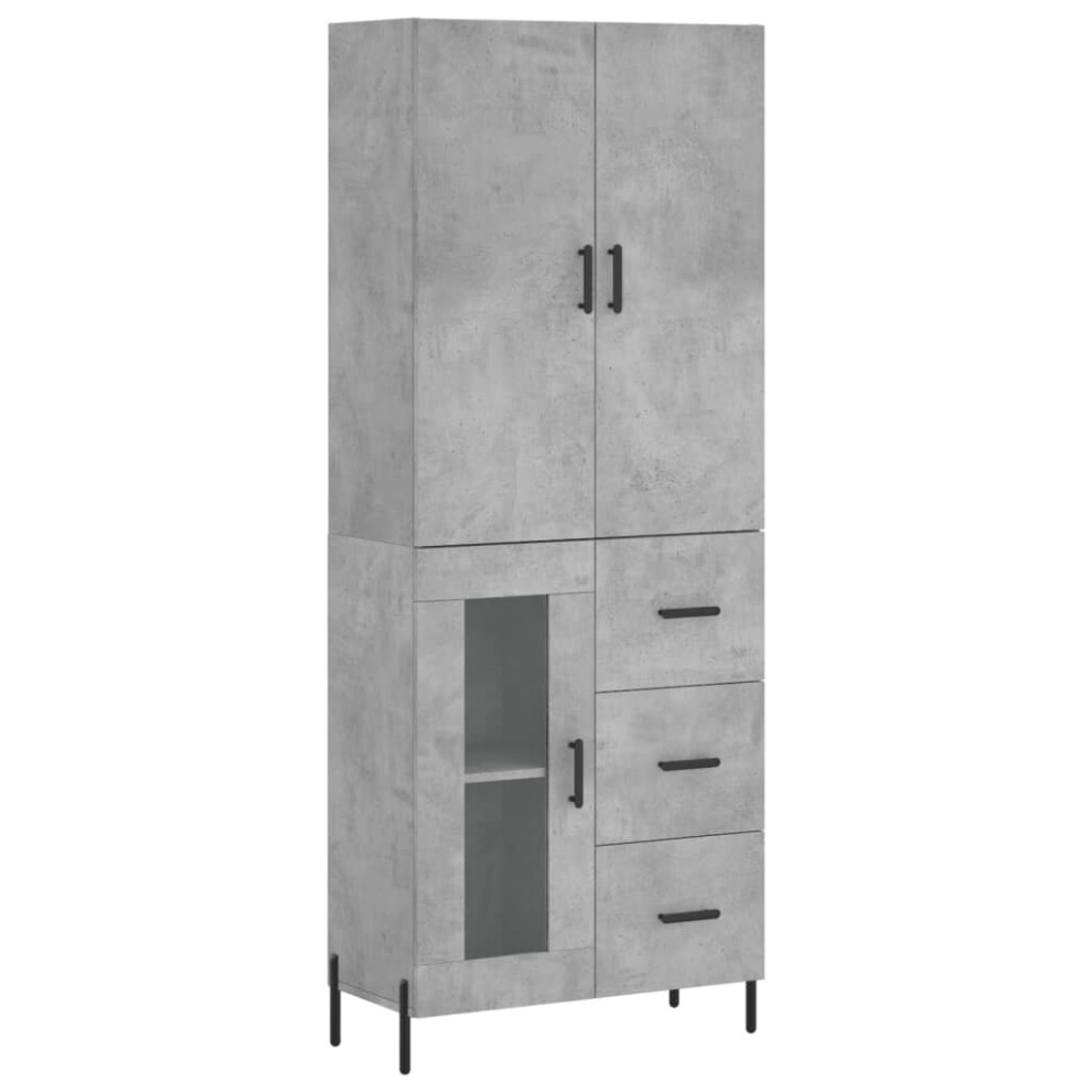 Vidaxl (Concrete Grey, 1 Glass Door 3 Drawers) Highboard Sideboard Storage Cabinet Side Cabinet White Engineered Wood