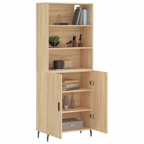VidaXL (sonoma oak, 2 doors) vidaXL Highboard Sideboard Storage Cabinet High Gloss White Engineered Wood 2