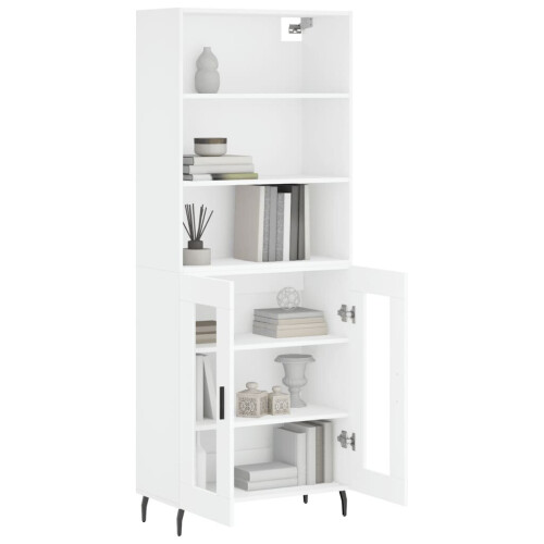 VidaXL (white, 2 glass doors) vidaXL Highboard Sideboard Storage Cabinet High Gloss White Engineered Wood 2