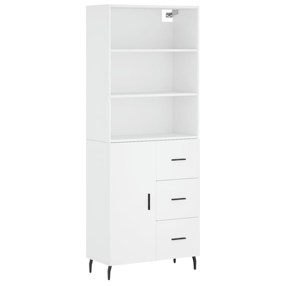Vidaxl (, 1 Door 3 Drawers) Highboard Sideboard Storage Cabinet High Gloss Engineered Wood White