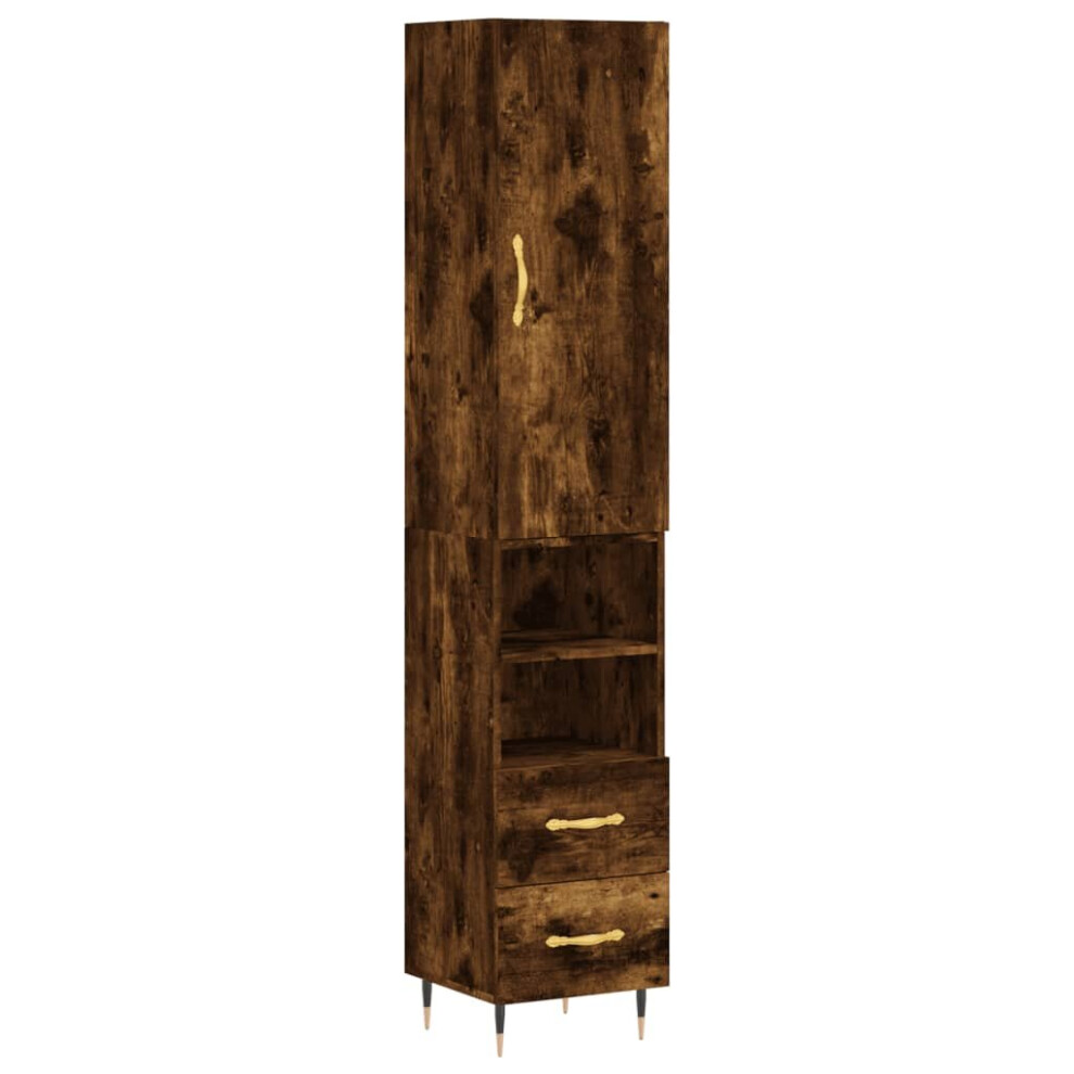 (smoked oak, 2 Drawers 2 shelves) vidaXL Highboard Sideboard Tall Storage Cabinet Side Cabinet Engineered Wood