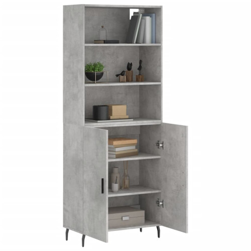 VidaXL (concrete grey, 2 doors) vidaXL Highboard Sideboard Storage Cabinet High Gloss White Engineered Wood 2