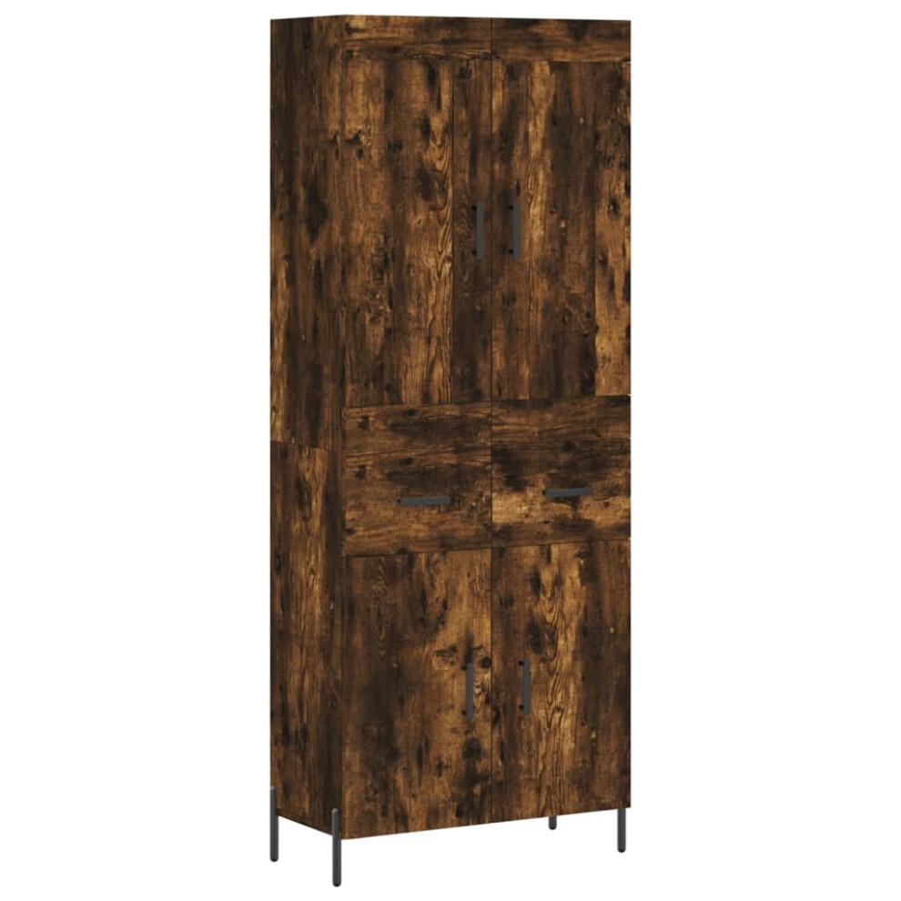 (smoked oak, 2 doors 2 drawers) vidaXL Highboard Sideboard Tall Storage Cabinet Side Cabinet Engineered Wood