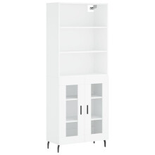 (white, 2 glass doors) vidaXL Highboard Sideboard Storage Cabinet High Gloss White Engineered Wood