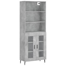 (concrete grey, 2 glass doors) vidaXL Highboard Sideboard Storage Cabinet High Gloss White Engineered Wood