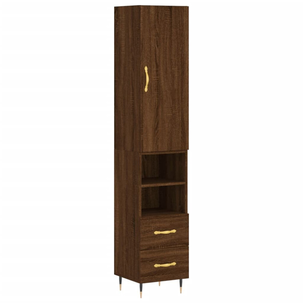 (brown oak, 2 drawers 2 shelves) vidaXL Highboard Sideboard Tall Storage Cabinet Side Cabinet Engineered Wood