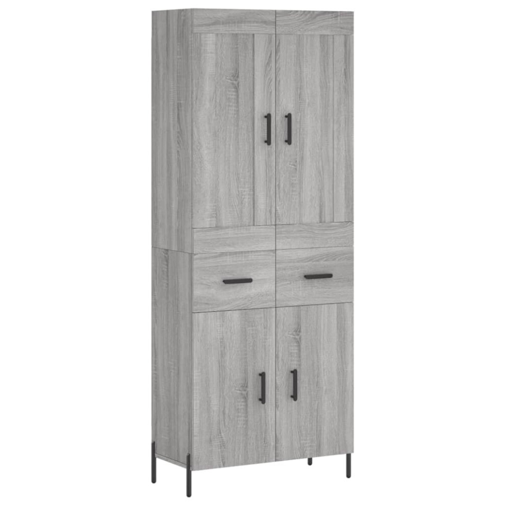 Vidaxl (Grey Sonoma, 2 Doors 2 Drawers) Highboard Sideboard Tall Storage Cabinet Side Cabinet Engineered Wood