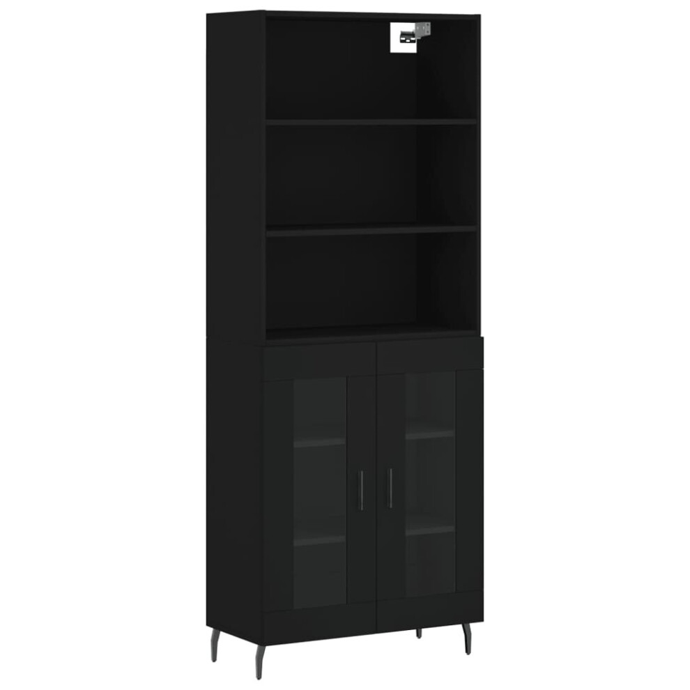 (black, 2 glass doors) vidaXL Highboard Sideboard Storage Cabinet High Gloss White Engineered Wood