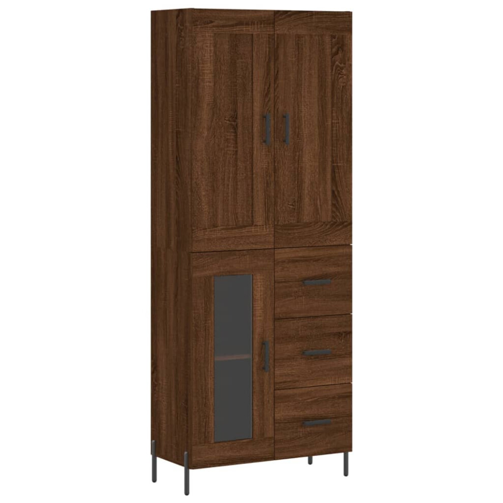 (brown oak, 1 glass door 3 drawers) vidaXL Highboard Sideboard Tall Storage Cabinet Side Cabinet Engineered Wood