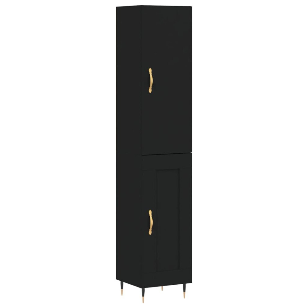 (black, 1 wood door) vidaXL Highboard Sideboard Tall Storage Cabinet Side Cabinet Engineered Wood