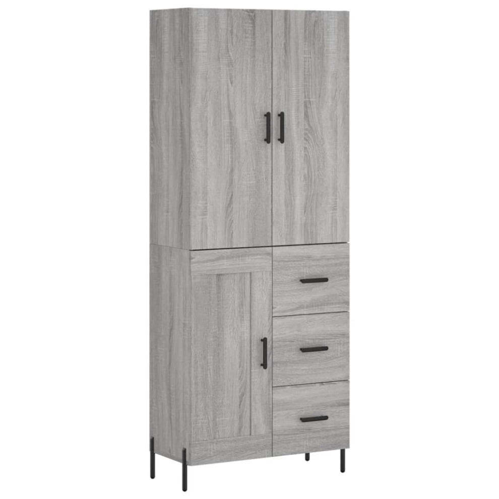 (grey sonoma, 1 wood door 3 drawers) vidaXL Highboard Sideboard Storage Cabinet Side Cabinet White Engineered Wood