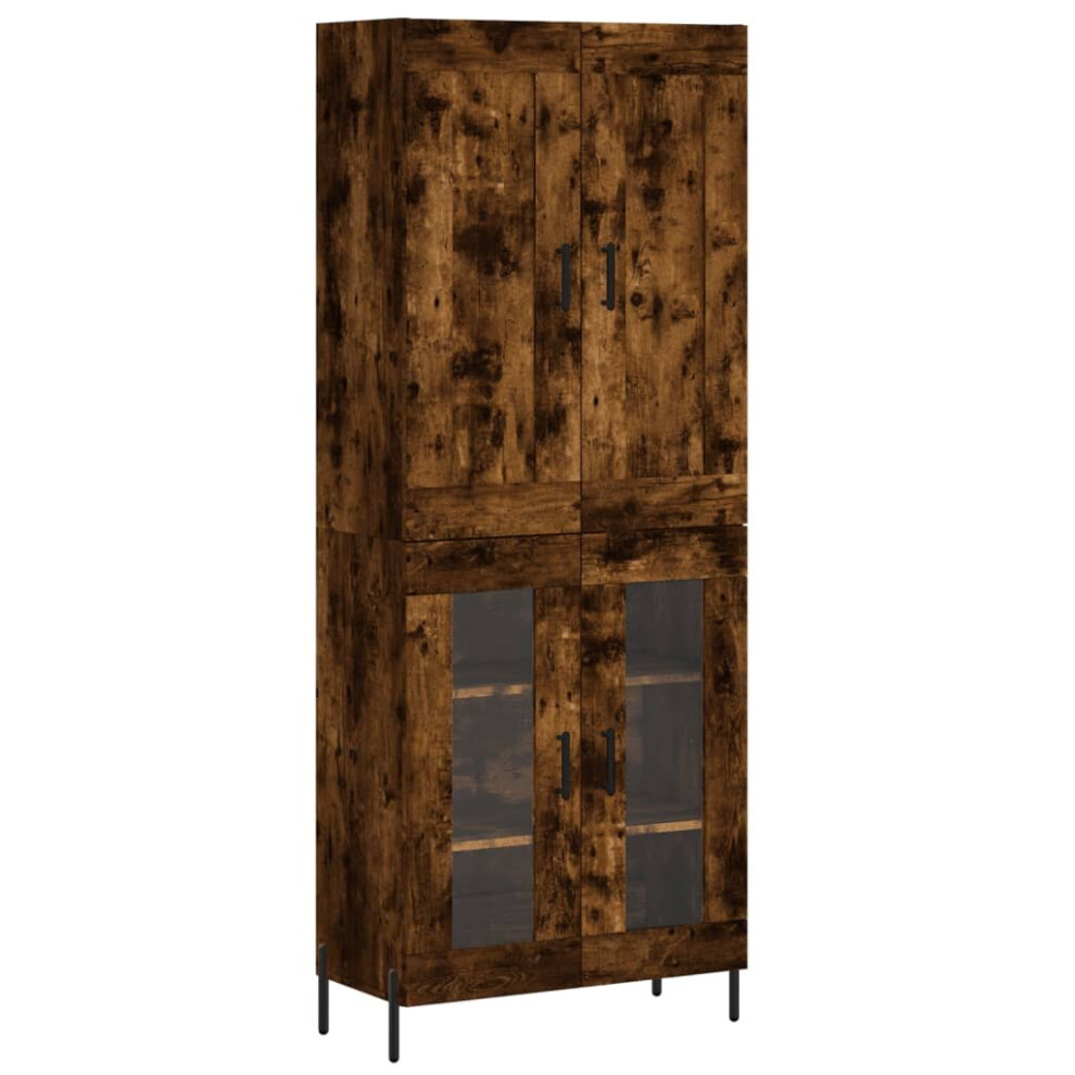 (smoked oak, 2 glass doors) vidaXL Highboard Sideboard Tall Storage Cabinet Side Cabinet Engineered Wood