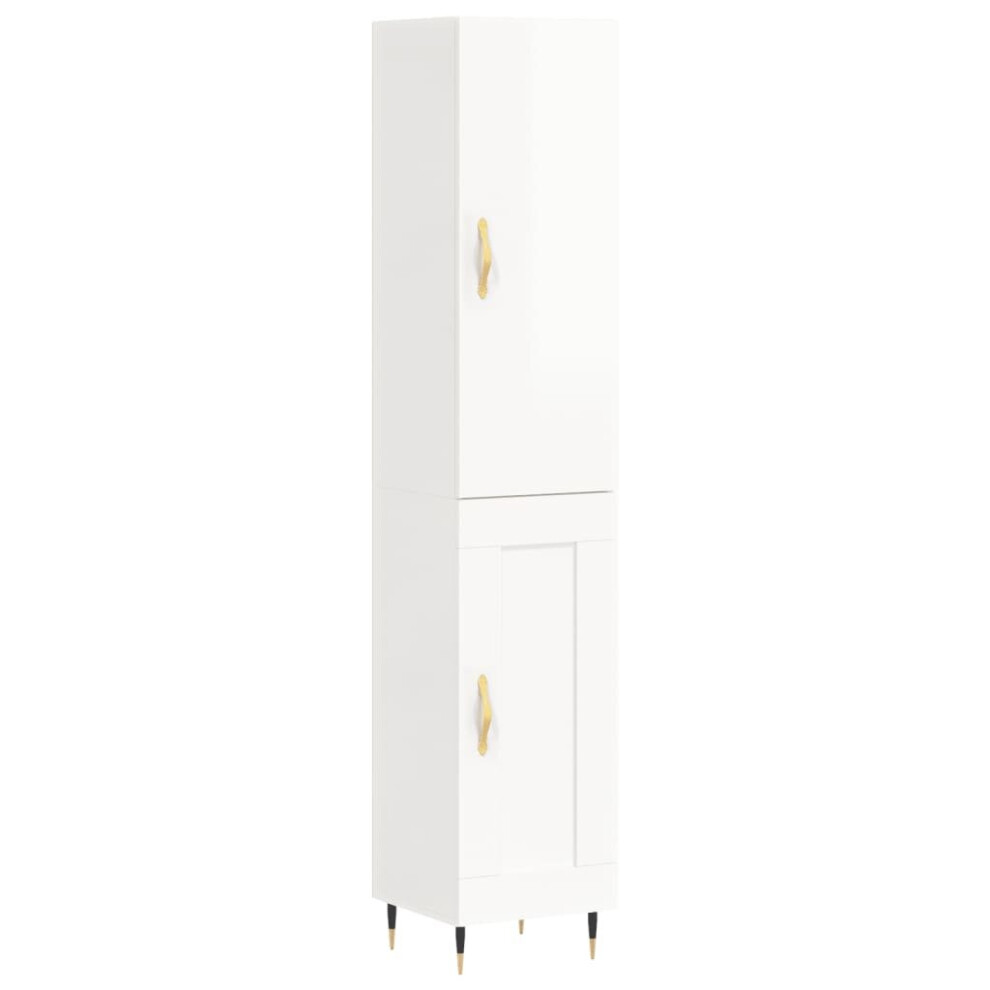 (high gloss white, 1 wood door) vidaXL Highboard Sideboard Tall Storage Cabinet Side Cabinet Engineered Wood