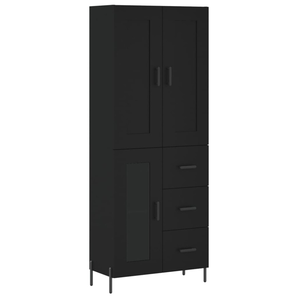 (black, 1 glass door 3 drawers) vidaXL Highboard Sideboard Tall Storage Cabinet Side Cabinet Engineered Wood