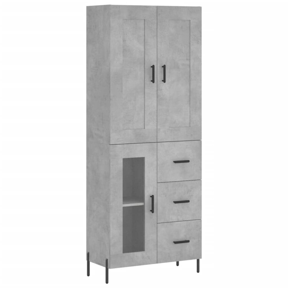 (concrete grey, 1 glass door 3 drawers) vidaXL Highboard Sideboard Tall Storage Cabinet Side Cabinet Engineered Wood