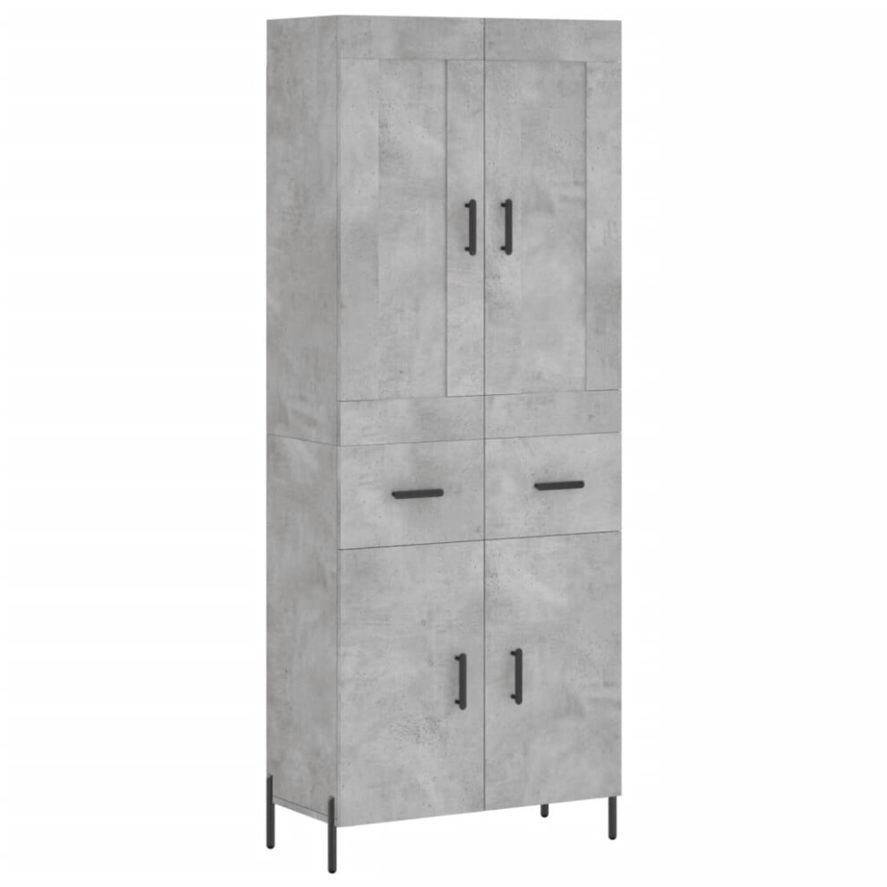 (concrete grey, 2 doors 2 drawers) vidaXL Highboard Sideboard Tall Storage Cabinet Side Cabinet Engineered Wood