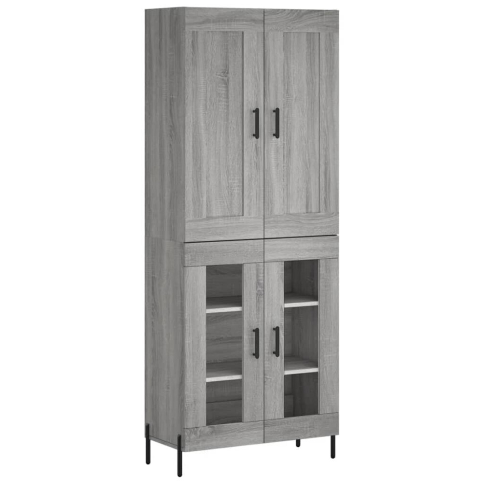 (grey sonoma, 2 glass doors) vidaXL Highboard Sideboard Tall Storage Cabinet Side Cabinet Engineered Wood