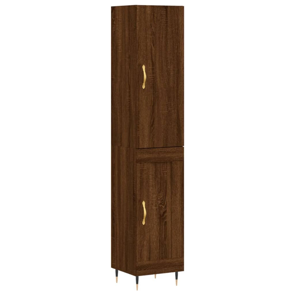 (brown oak, 1 wood door) vidaXL Highboard Sideboard Tall Storage Cabinet Side Cabinet Engineered Wood