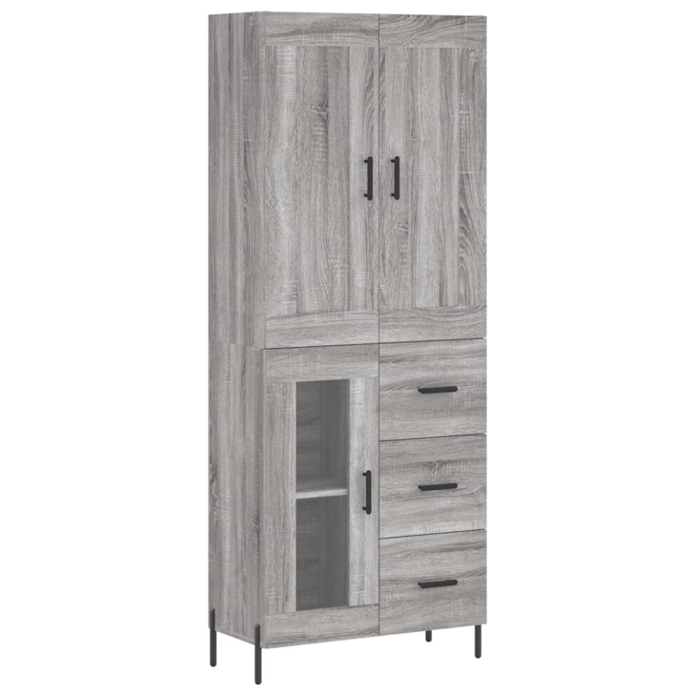 (grey sonoma, 1 glass door 3 drawers) vidaXL Highboard Sideboard Tall Storage Cabinet Side Cabinet Engineered Wood