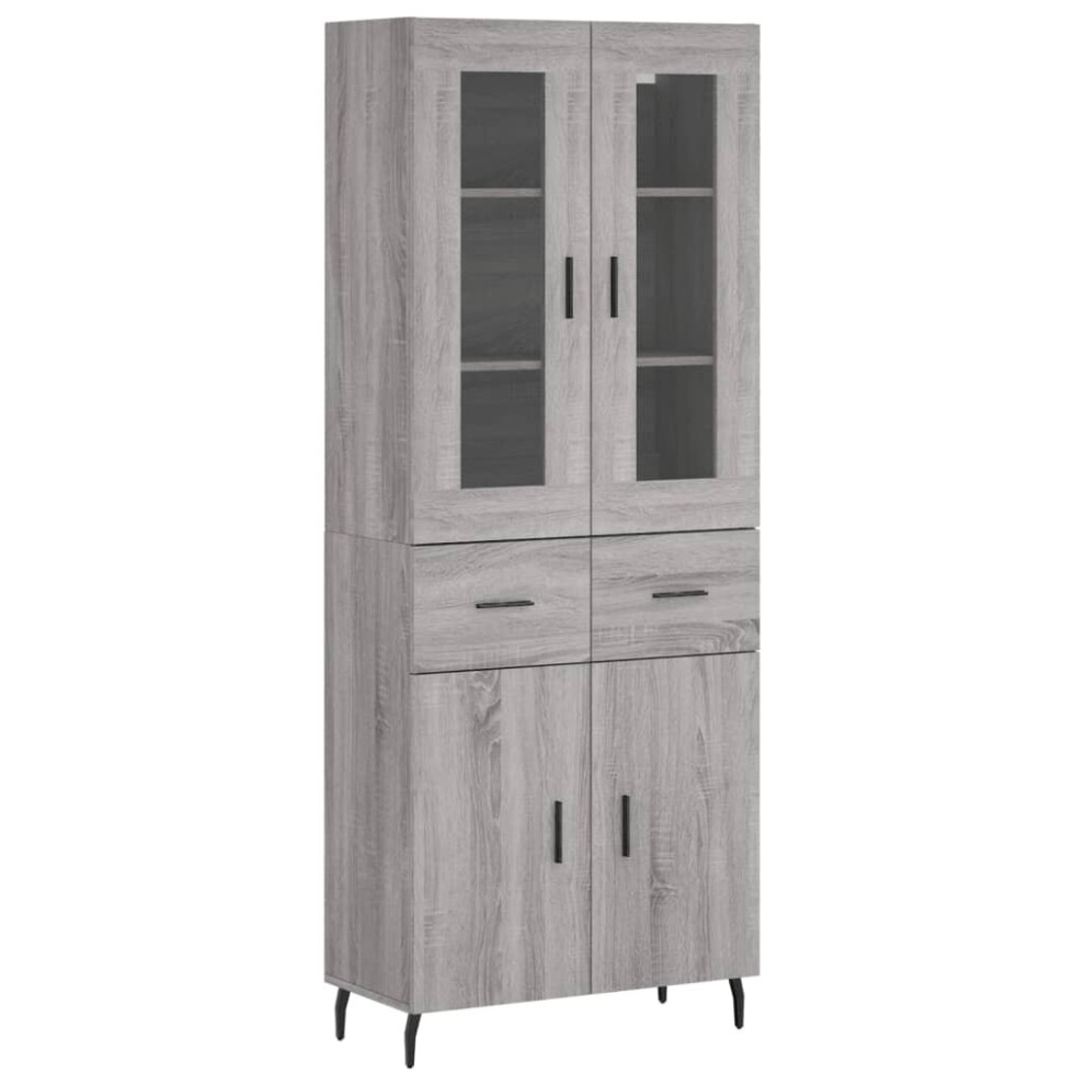 Vidaxl (Grey Sonoma, 2 Doors 2 Drawers) Highboard Sideboard Tall Storage Cabinet Side Cabinet Engineered Wood
