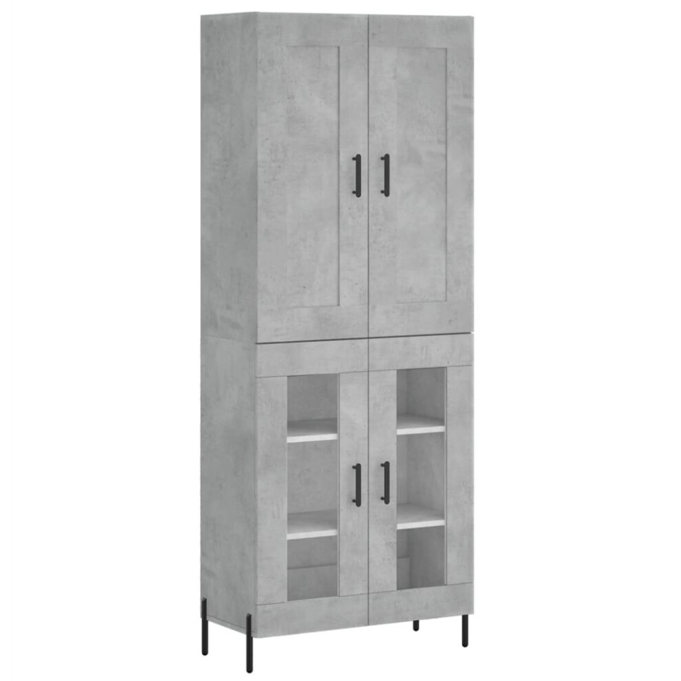 (concrete grey, 2 glass doors) vidaXL Highboard Sideboard Tall Storage Cabinet Side Cabinet Engineered Wood