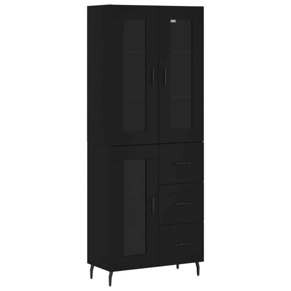 (black, 1 glass door 3 drawers) vidaXL Highboard Sideboard Tall Storage Cabinet Side Cabinet Engineered Wood