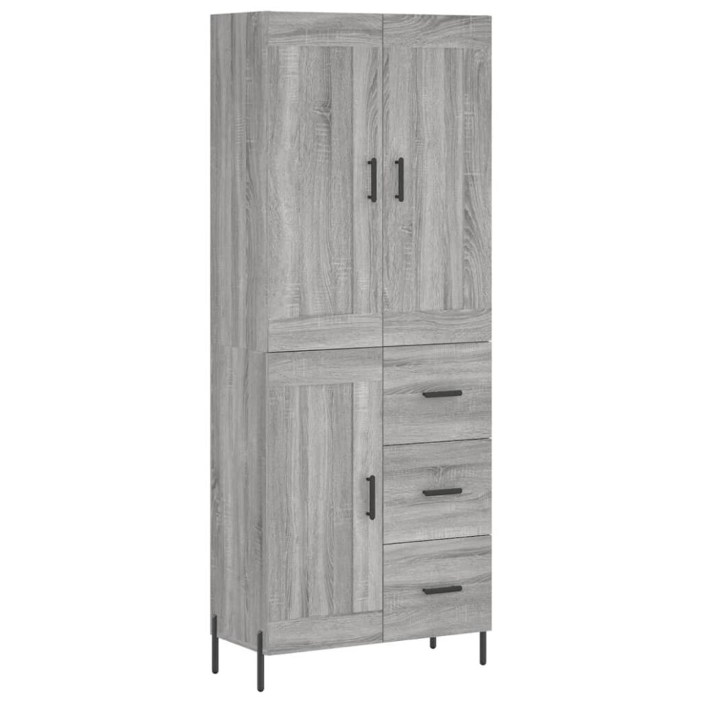 (grey sonoma, 1 wood door 3 drawers) vidaXL Highboard Sideboard Tall Storage Cabinet Side Cabinet Engineered Wood