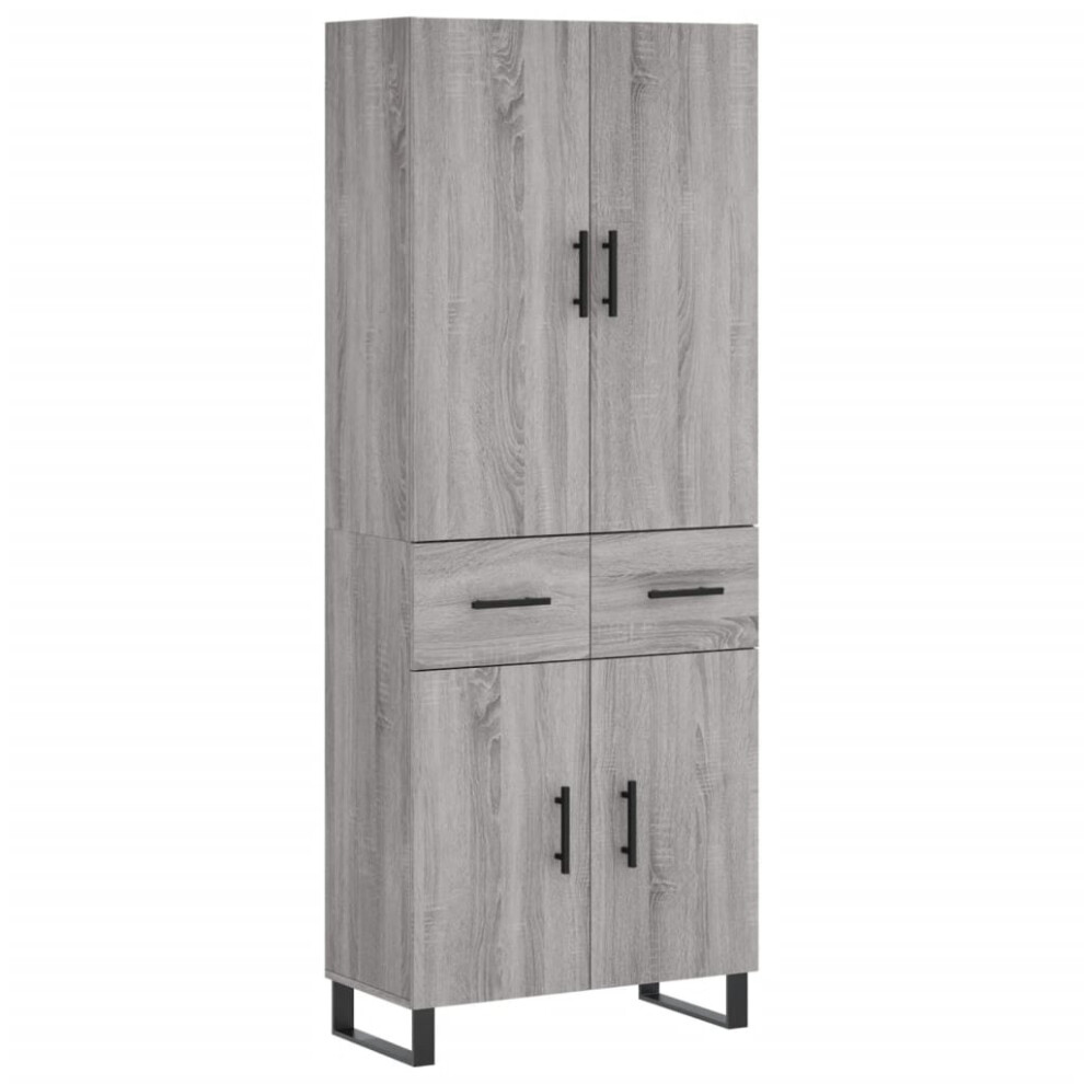 (grey sonoma, 2 doors 2 drawers) vidaXL Highboard Sideboard Storage Cabinet Side Cabinet White Engineered Wood