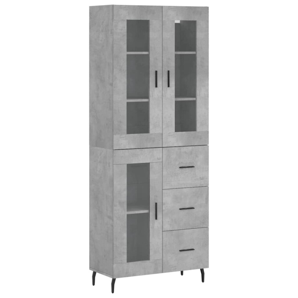 (concrete grey, 1 glass door 3 drawers) vidaXL Highboard Sideboard Tall Storage Cabinet Side Cabinet Engineered Wood