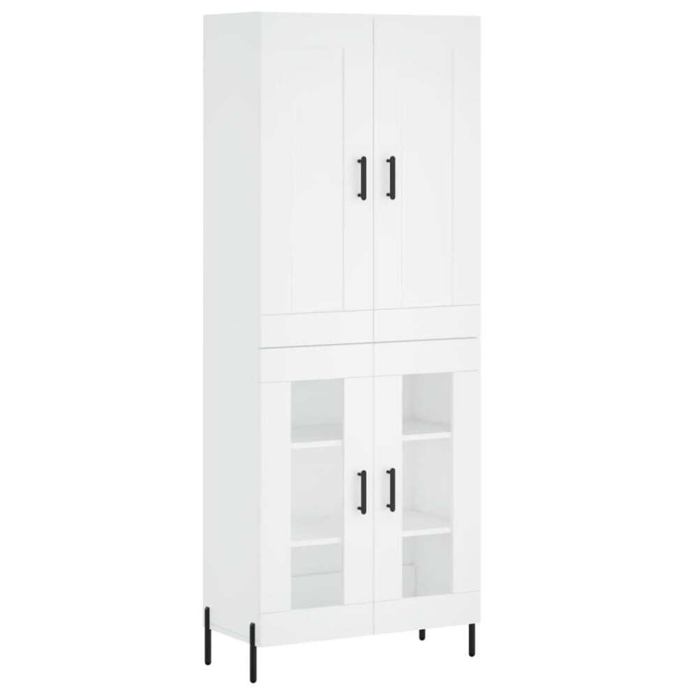 (white, 2 glass doors) vidaXL Highboard Sideboard Tall Storage Cabinet Side Cabinet Engineered Wood