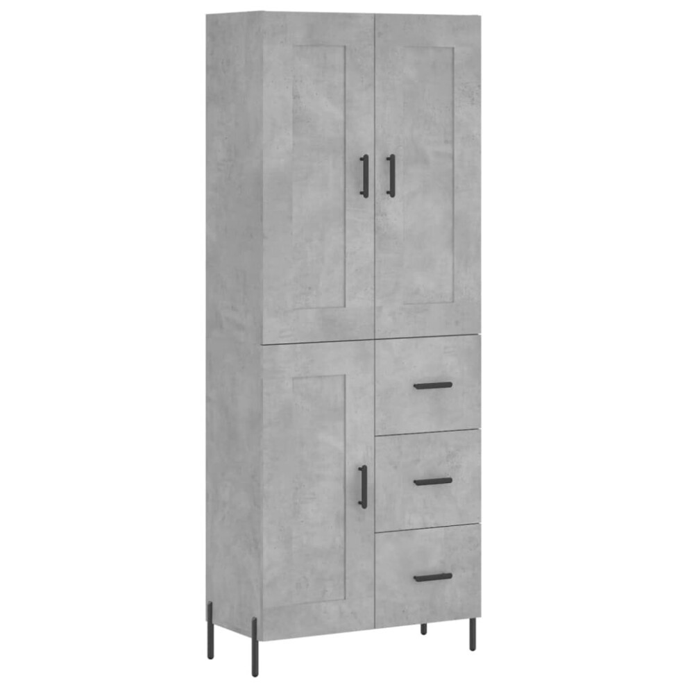 (concrete grey, 1 wood door 3 drawers) vidaXL Highboard Sideboard Tall Storage Cabinet Side Cabinet Engineered Wood