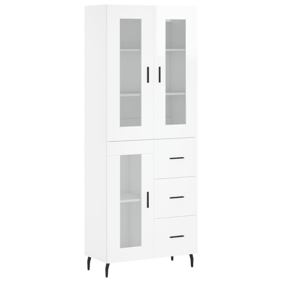 (high gloss white, 1 glass door 3 drawers) vidaXL Highboard Sideboard Tall Storage Cabinet Side Cabinet Engineered Wood